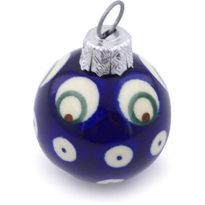 Polish Pottery Christmas Ball Ornament 2&quot; Peacock Eyes