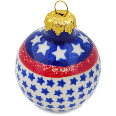 Polish Pottery Christmas Ball Ornament 3&quot; Big Stars, Big Dreams