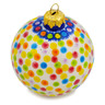Polish Pottery Christmas Ball Ornament 4&quot; Colorful Polka Dots