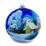 Glass Christmas Ball Ornament 4&quot; Midnight Snowfall