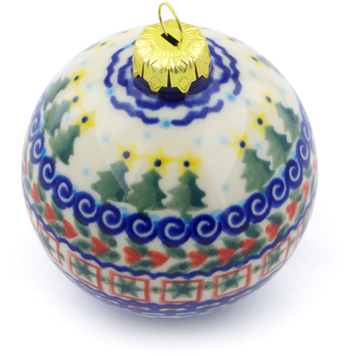 Polish Pottery Christmas Ball Ornament 4&quot; UNIKAT