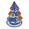 Polish Pottery Christmas Tree Candle Holder 6&quot; Bold Pansy