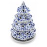 Polish Pottery Christmas Tree Candle Holder 8&quot; Blue Confetti