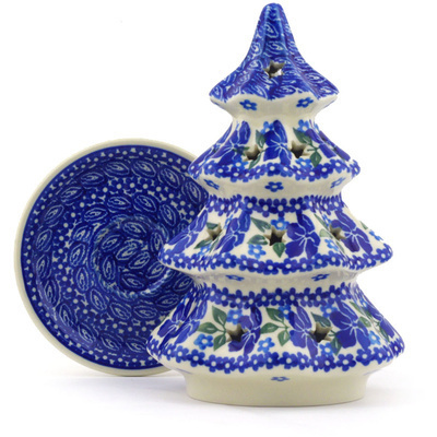 Polish Pottery Christmas Tree Candle Holder 8&quot; Lovely Surprise