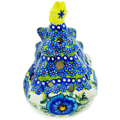 Polish Pottery Christmas Tree Candle Holder 8&quot; Orchid Crown UNIKAT