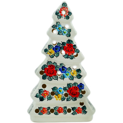 faience Christmas Tree Figurine 12&quot; Little Flower Patch