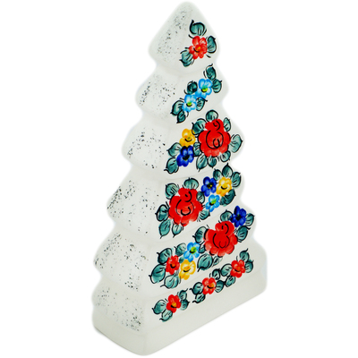Polish Pottery Christmas Tree Figurine 9&quot; Little Flower Patch