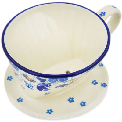 Polish Pottery Coffee Filter 5&quot; Blue Spring