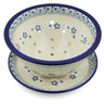 Polish Pottery Colander with Plate 8&quot; White Frost