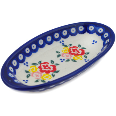 Polish Pottery Condiment Dish 6&quot; Sunny Side Blooms