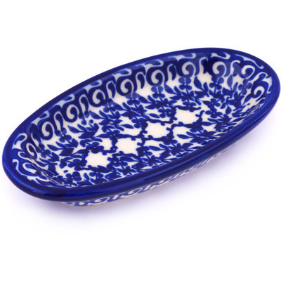 Polish Pottery Condiment Dish 6&quot; Winter Blue