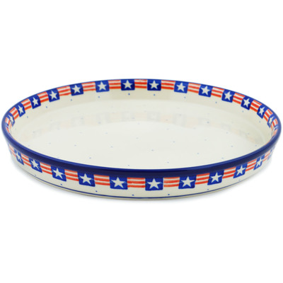 Polish Pottery Cookie Platter 10&quot; Grand Old Flag