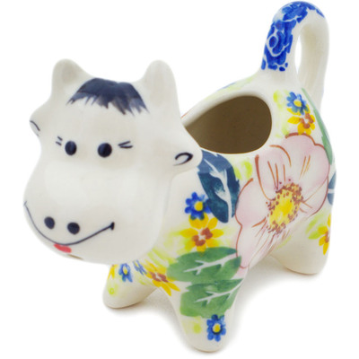 Polish Pottery Cow Shaped Creamer 2 oz Pink Delight