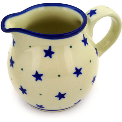 Polish Pottery Creamer Small Blue Star Sprinkle