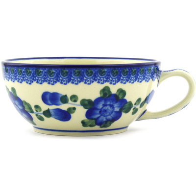 Polish Pottery Cup 10 oz Blue Poppies