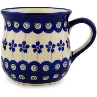 Polish Pottery Cup 10 oz Flowering Peacock