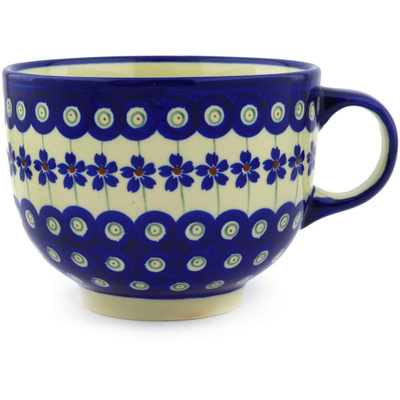 Polish Pottery Cup 17 oz Flowering Peacock