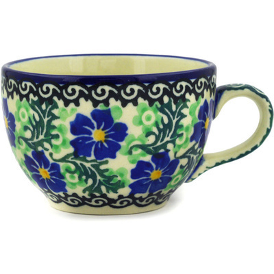 Polish Pottery Cup 3 oz Swirling Emeralds
