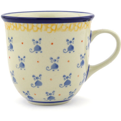 Polish Pottery Cup 6 oz Quiet As A Mouse