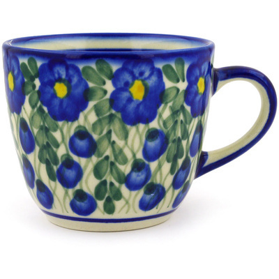 Polish Pottery Cup 7 oz Blue Velvet Gardens