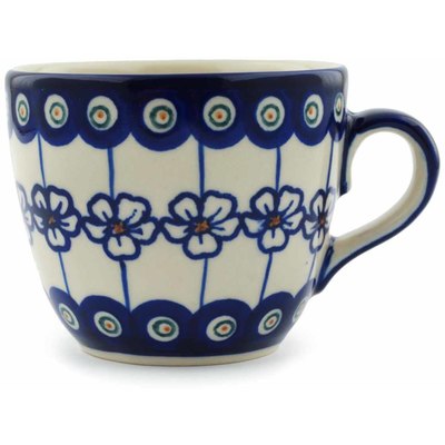 Polish Pottery Cup 7 oz Flowering Peacock