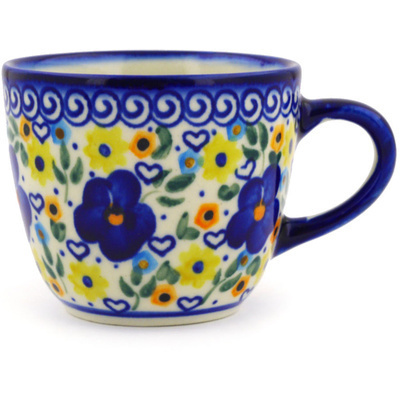 Polish Pottery Cup 7 oz Patches Of Love UNIKAT