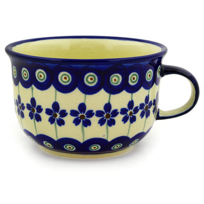 Polish Pottery Cup 8 oz Flowering Peacock