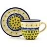 Polish Pottery Cup with Saucer 10 oz Sunshine