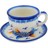 Polish Pottery Cup with Saucer 7 oz Sailing Through Your Dreams
