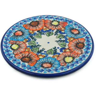 Polish Pottery Cutting Board 7&quot; Bold Poppies