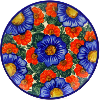 Polish Pottery Dessert Plate 7&frac12;-inch Flowers In Bloom UNIKAT