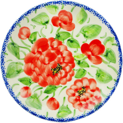 Polish Pottery Dessert Plate 7&frac12;-inch Ruby Hydrangea UNIKAT