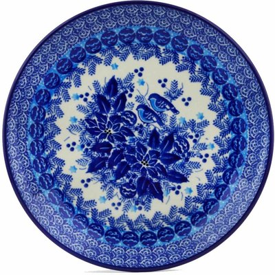 Polish Pottery Dessert Plate Blue Delphinium UNIKAT