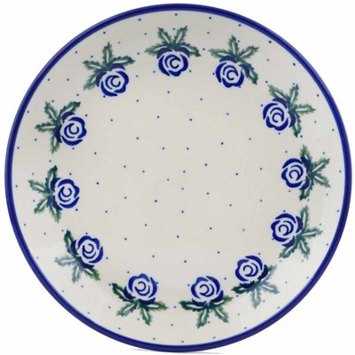 Polish Pottery Dessert Plate Blue Rose