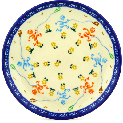 Polish Pottery Dessert Plate Children With Kites