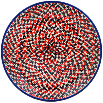 Polish Pottery Dessert Plate Red Houndstooth