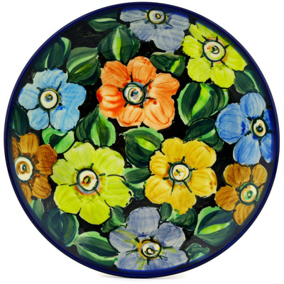 Polish Pottery Dessert Plate Springtime Flowers UNIKAT