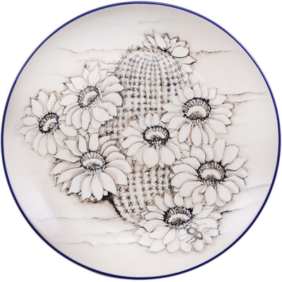 Polish Pottery Dinner Plate 10&frac12;-inch Blooming Cactus UNIKAT