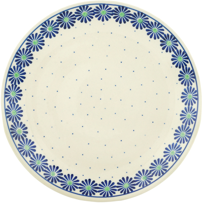 Polish Pottery Dinner Plate 10&frac12;-inch Blue Daisy Chain