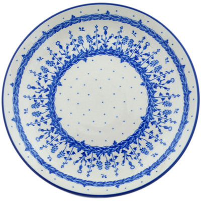 Polish Pottery Dinner Plate 10&frac12;-inch Blue Flower Circle