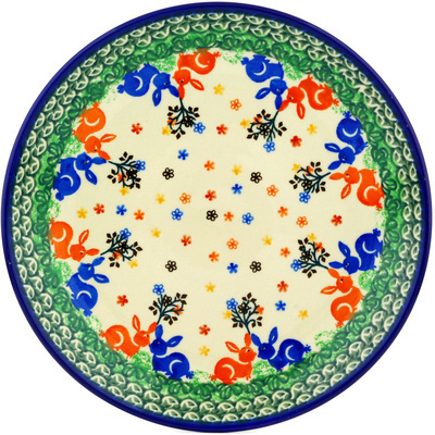 Polish Pottery Dinner Plate 10&frac12;-inch Children&#039;s Bunny Hop