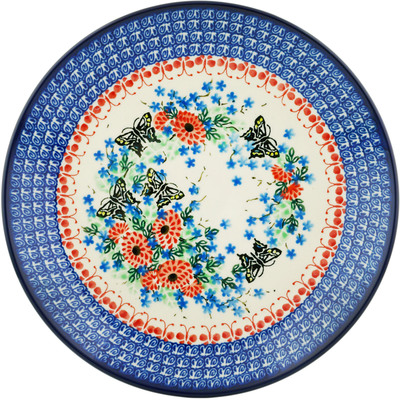 Polish Pottery Dinner Plate 10&frac12;-inch Monarch Garden UNIKAT