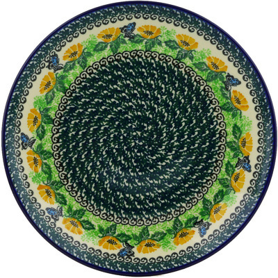 Polish Pottery Dinner Plate 10&frac12;-inch Poppies And Butterflies