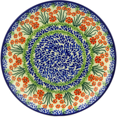 Polish Pottery Dinner Plate 10&frac12;-inch Red April Showers