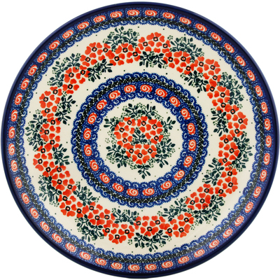 Polish Pottery Dinner Plate 10&frac12;-inch Red Floral Harmony UNIKAT