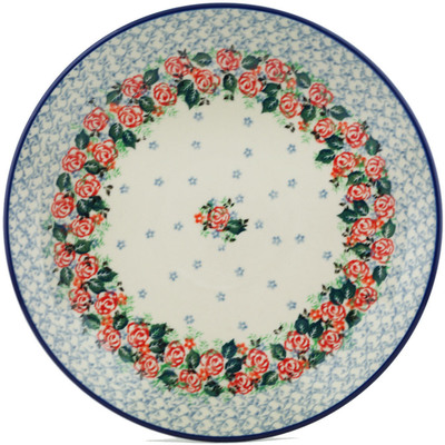Polish Pottery Dinner Plate 10&frac12;-inch Rose Wreath UNIKAT