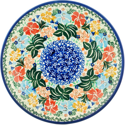 Polish Pottery Dinner Plate 10&frac12;-inch Spring Hibiscus UNIKAT