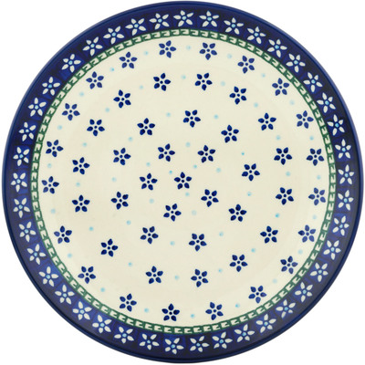 Polish Pottery Dinner Plate 10&frac12;-inch Star Flower Dots
