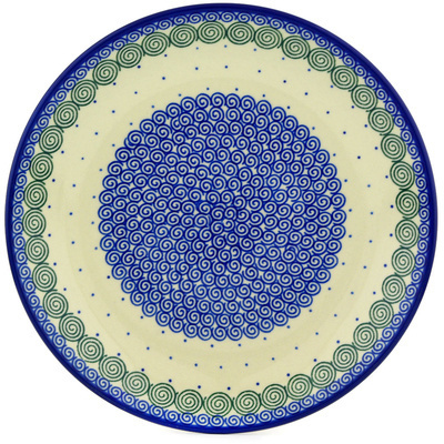 Polish Pottery Dinner Plate 10&frac12;-inch Swirling Polka Dot