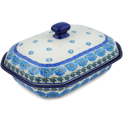 Polish Pottery Dish with Cover 10&quot; Poppy Circle